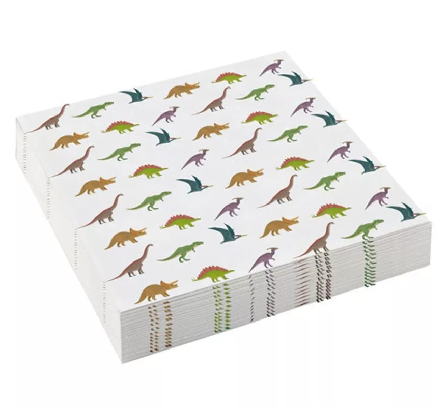 Translation missing: es.Pack de 20 Servilletas de Dinosaurios de Papel de 25x25 cm