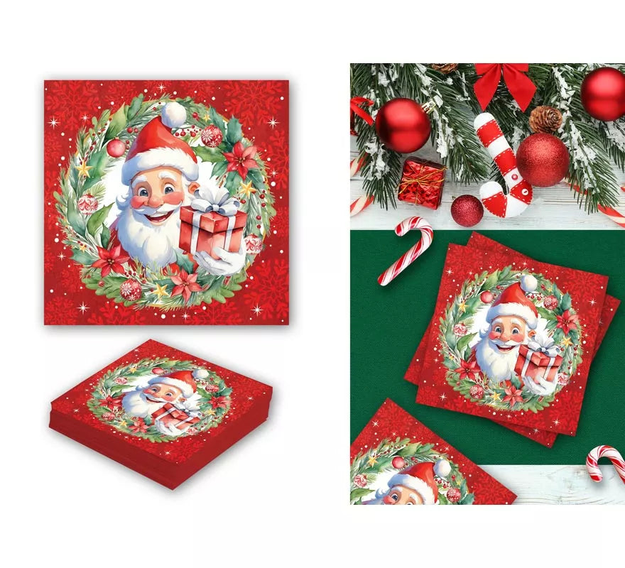 Translation missing: es.Pack de 20 Servilletas de Papá Noel de 16x16 cm