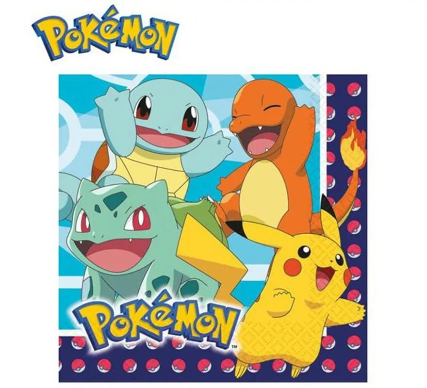 Translation missing: es.Pack de 20 Servilletas de papel de 33x33 cm de Pokémon