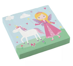 Pack de 20 Servilletas de Princesa Medieval de Cartón de 33x33 cm