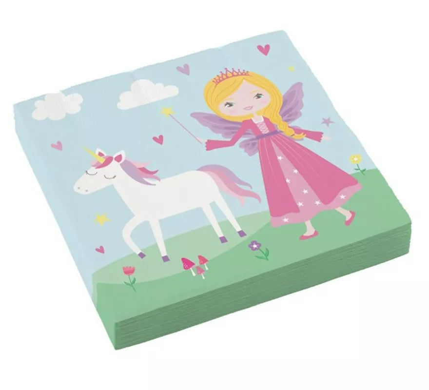 Translation missing: es.Pack de 20 Servilletas de Princesa Medieval de Cartón de 33x33 cm