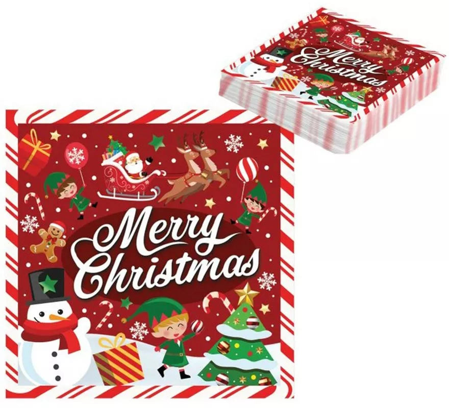 Translation missing: es.Pack de 20 Servilletas Merry Christmas de 33x33 cm
