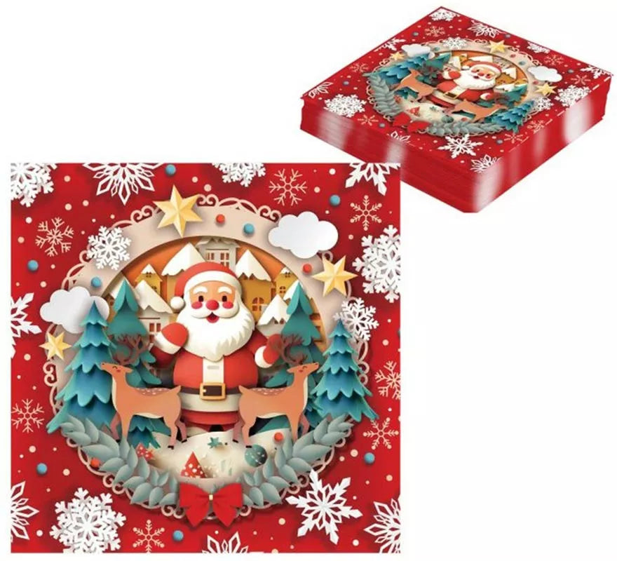 Translation missing: es.Pack de 20 Servilletas Papá Noel de 33x33 cm