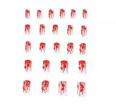 Pack de 24 Uñas Postizas Halloween rojo y blanco