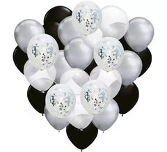 Pack de 25 globos + 5 rellenos de Confetti Látex de 25 cm