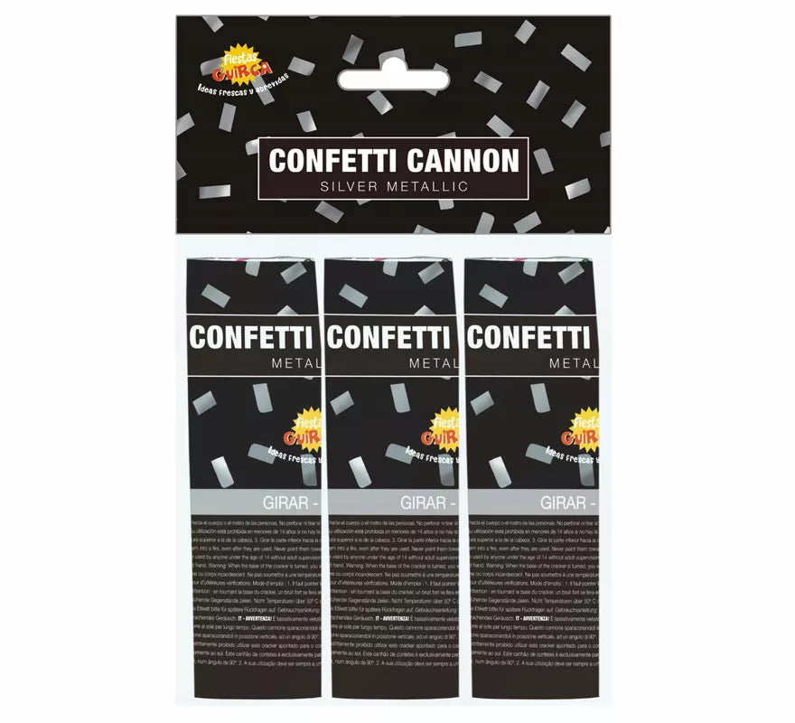 Translation missing: es.Pack de 3 Cañones Kabuki Confetti Plata de 10.5 cm