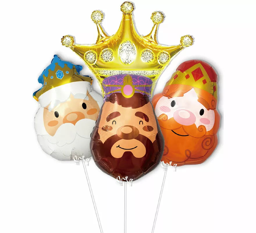 Translation missing: es.Pack de 3 Globos Foil Reyes Magos con Corona