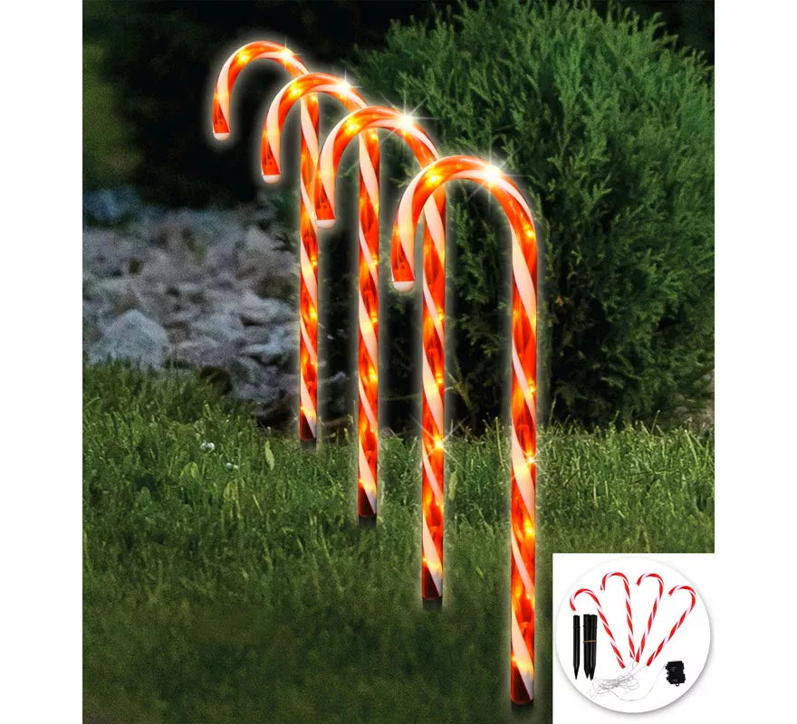 Translation missing: es.Pack de 4 Bastones de Caramelo con Led de 47 cm