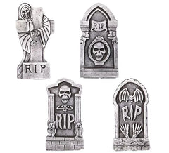 Pack de 4 Lápidas Calaveras de 21,5x6,5x42 cm
