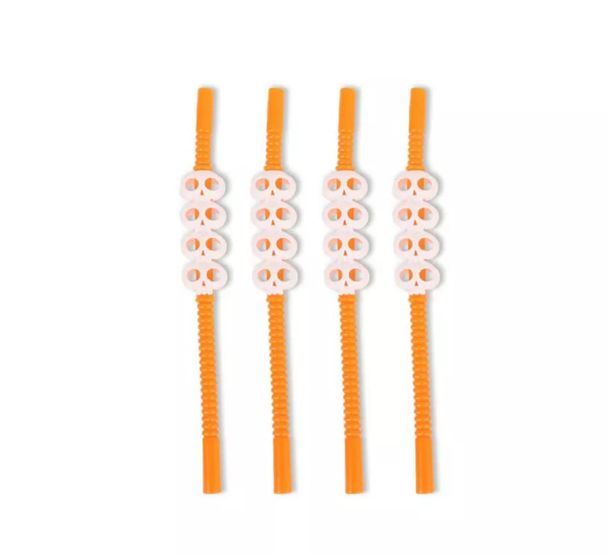 Translation missing: es.Pack de 4 Pajitas Calavera naranja