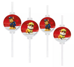 Pack de 4 Pajitas de Héroes Caninos de papel