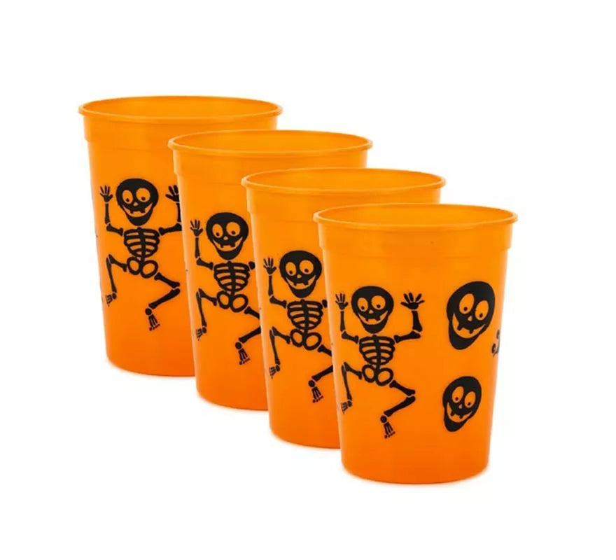 Translation missing: es.Pack de 4 Vasos de Plástico de Esqueletos de 10x8x6 cm en varios colores
