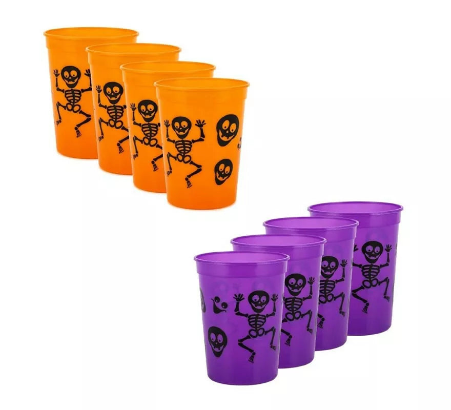 Translation missing: es.Pack de 4 Vasos de Plástico de Esqueletos de 10x8x6 cm en varios colores