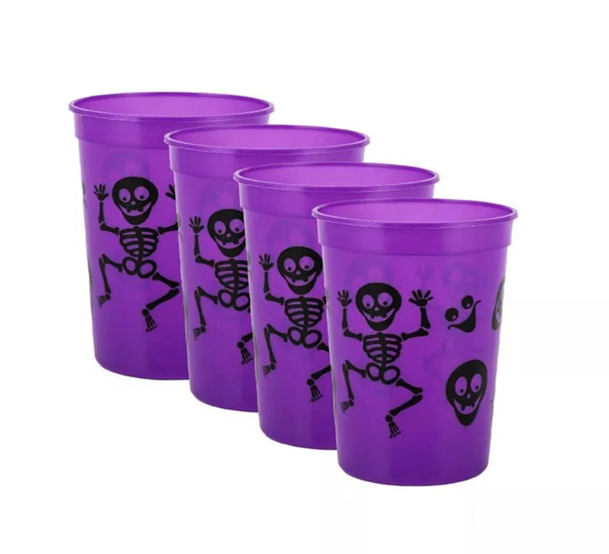 Translation missing: es.Pack de 4 Vasos de Plástico de Esqueletos de 10x8x6 cm en varios colores
