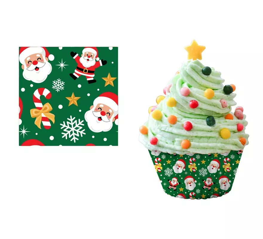 Pack de 50 Moldes de Papel para Cupcakes de Papá Noel de 5 cm