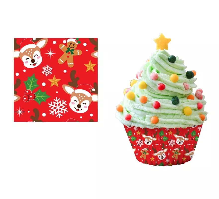 Translation missing: es.Pack de 50 Moldes de Papel para Cupcakes de Reno de 5 cm