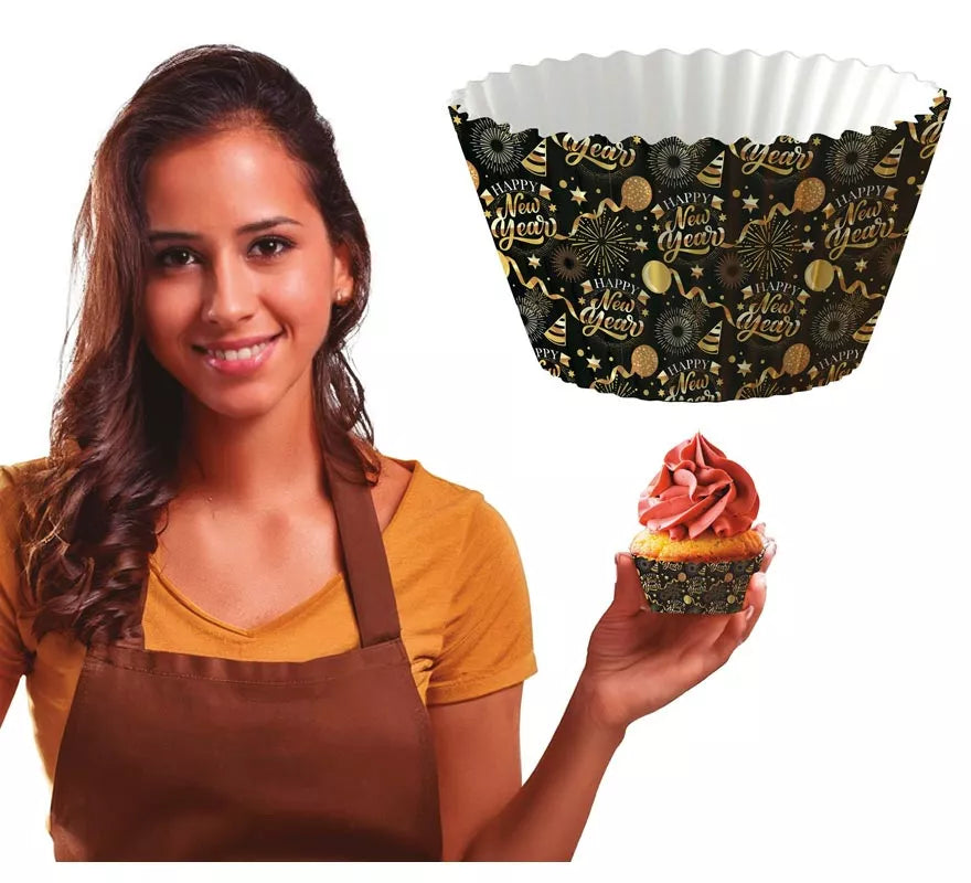 Translation missing: es.Pack de 50 papeles de Cupcake Happy New Year de 5 cm