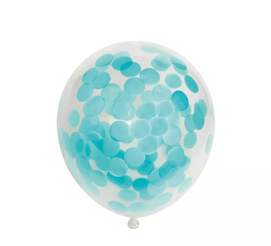 Translation missing: es.Pack de 6 Globos Confetti de papel color Azul Bebé de 30 cm