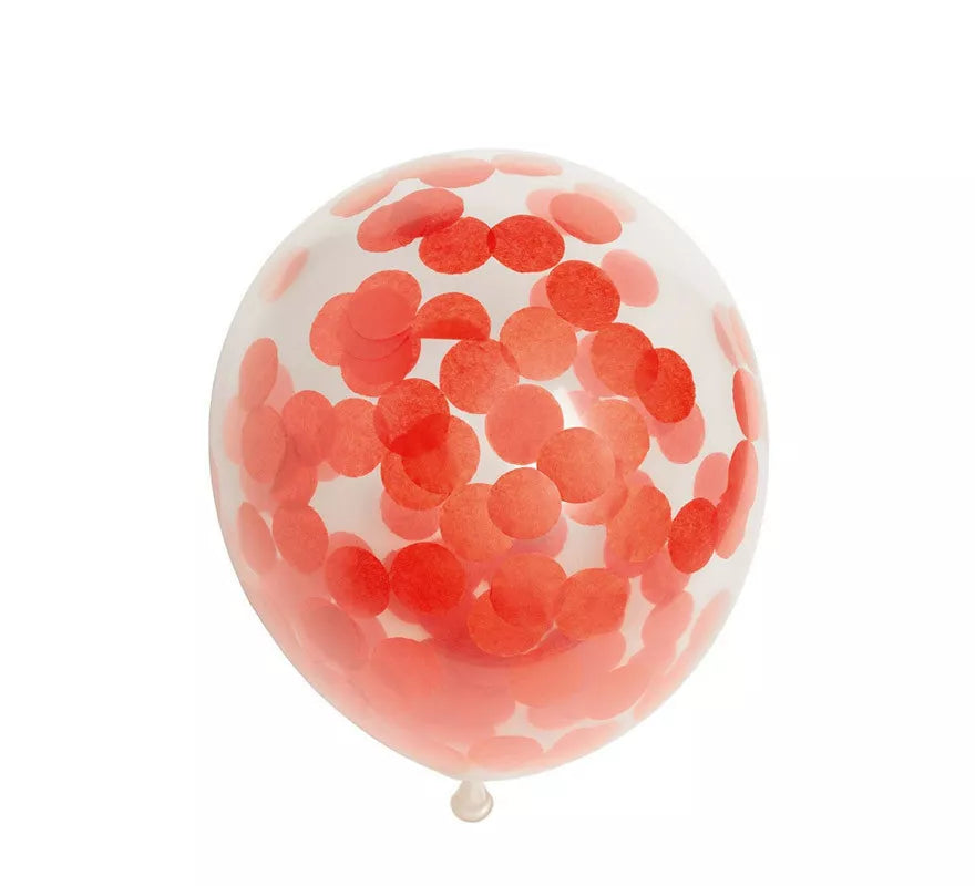 Translation missing: es.Pack de 6 Globos Confetti de papel color Rojo de 30 cm