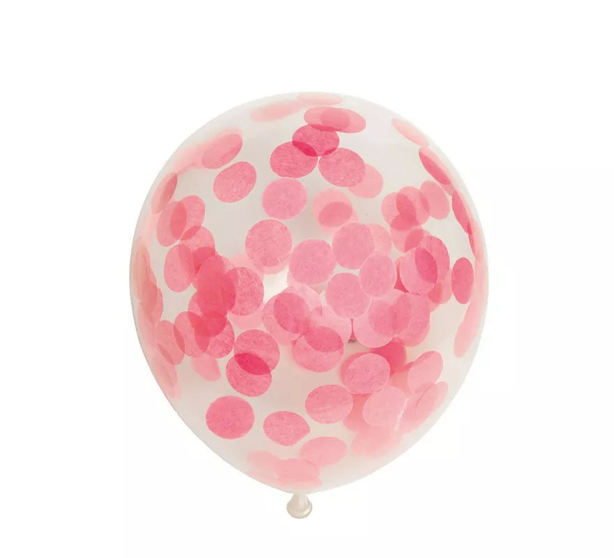 Translation missing: es.Pack de 6 Globos Confetti de papel color Rosa Bebé de 30 cm