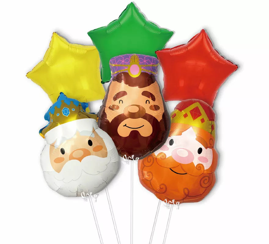 Translation missing: es.Pack de 6 Globos Foil Reyes Magos con Estrellas