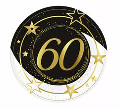 Pack de 6 Platos 60 Años Cumpleaños y Aniversarios de 23 cm