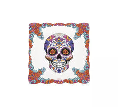Pack de 6 Platos Cuadrado Calavera de papel de 20,5x20,5 cm