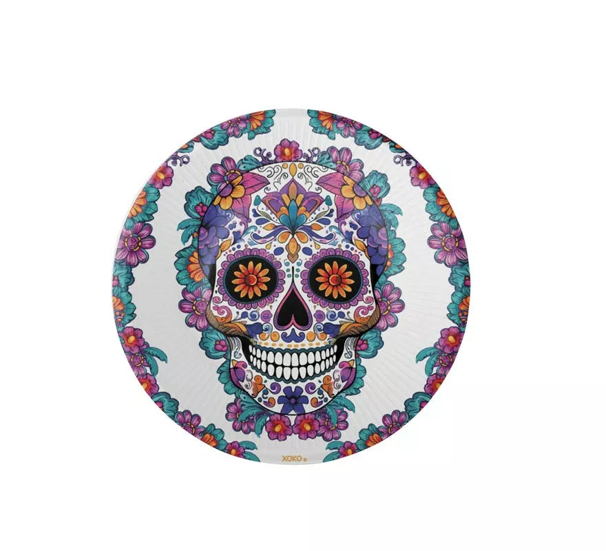 Translation missing: es.Pack de 6 Platos Día de los Muertos blanco de 18 cm