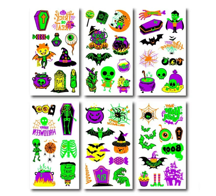 Translation missing: es.Pack de 6 Tatuajes Fluorescente en modelos surtidos de 6,8 cm
