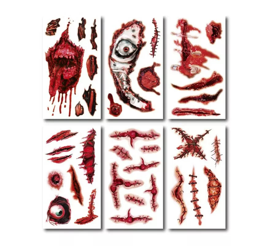 Translation missing: es.Pack de 6 Tatuajes Heridas cosidas en modelos surtidos de 6,8 cm
