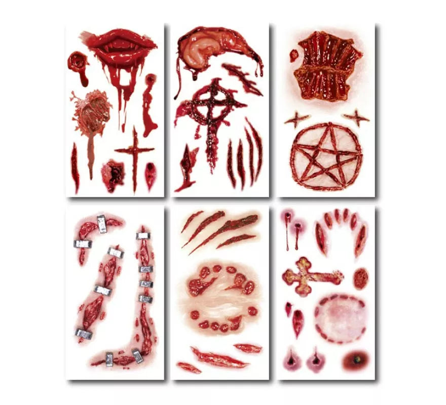 Translation missing: es.Pack de 6 Tatuajes Heridas en modelos surtidos de 6,8 cm