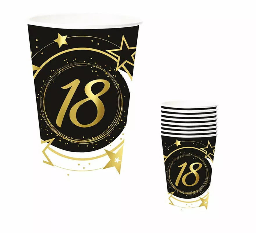Translation missing: es.Pack de 6 Vasos 18 Años Cumpleaños y Aniversarios de 240 ml (90 cm)