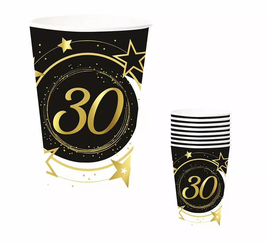 Translation missing: es.Pack de 6 Vasos 30 Años Cumpleaños y Aniversarios de 240 ml (90 cm)