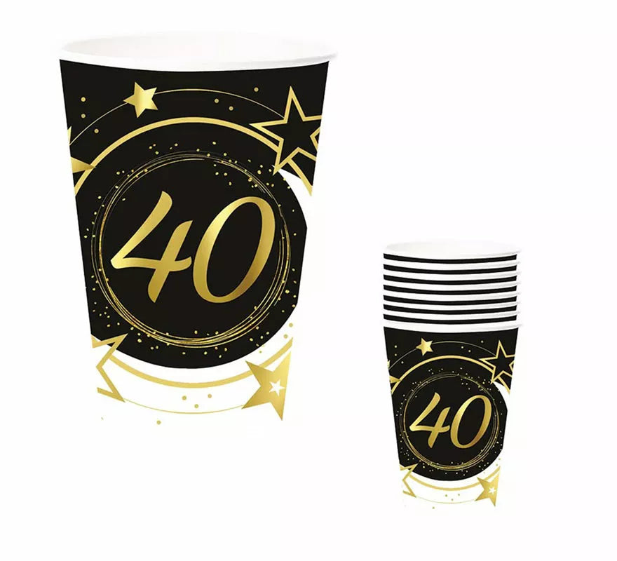 Translation missing: es.Pack de 6 Vasos 40 Años Cumpleaños y Aniversarios 240 ml (90 cm)
