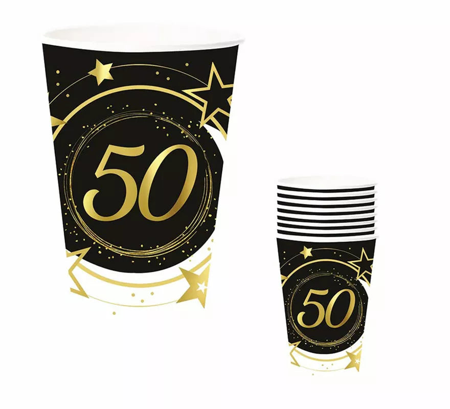 Translation missing: es.Pack de 6 Vasos 50 Años Cumpleaños y Aniversarios de 240 ml (90 cm)
