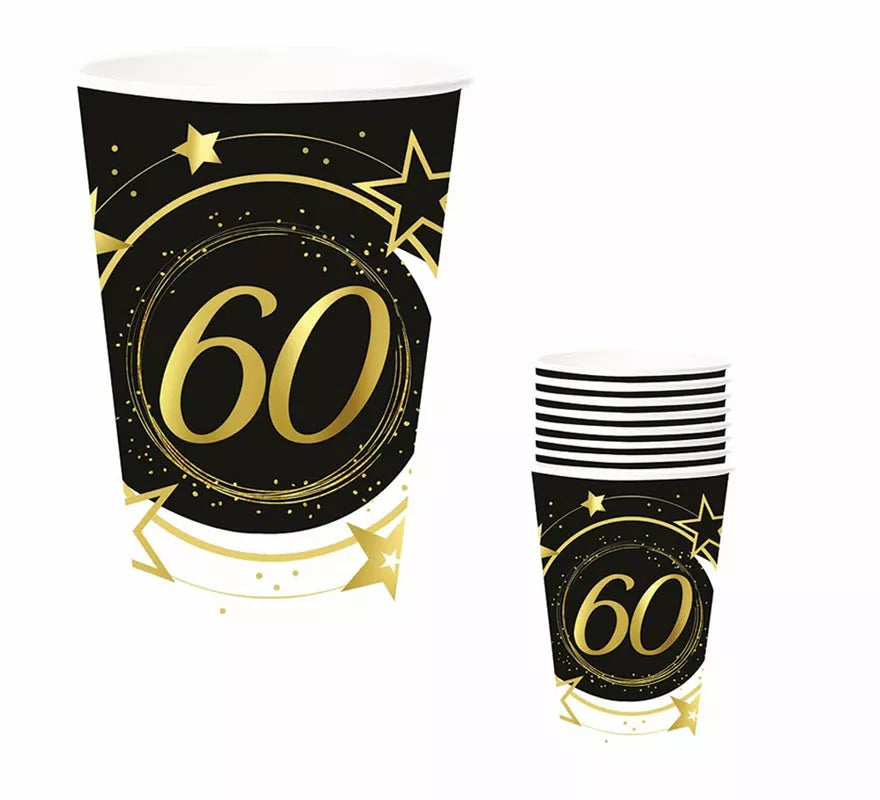 Translation missing: es.Pack de 6 Vasos 60 Años Cumpleaños y Aniversarios de 240 ml