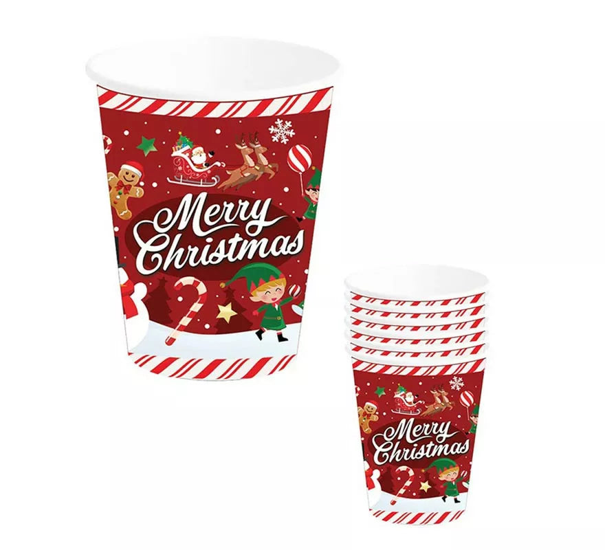 Translation missing: es.Pack de 6 Vasos de Merry Christmas de 240 ml
