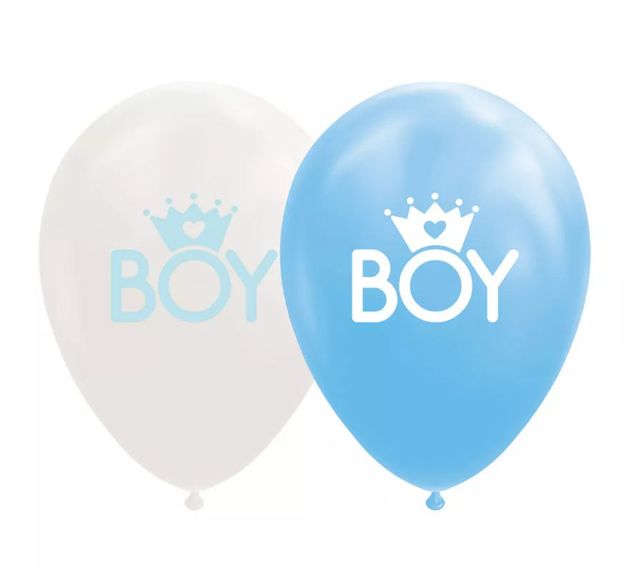 Translation missing: es.Pack de 8 Globos Bebé de Color Azul/Blanco de 30 cm