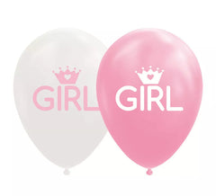 Pack de 8 Globos Bebé de Color Rosa/Blanco de 30 cm