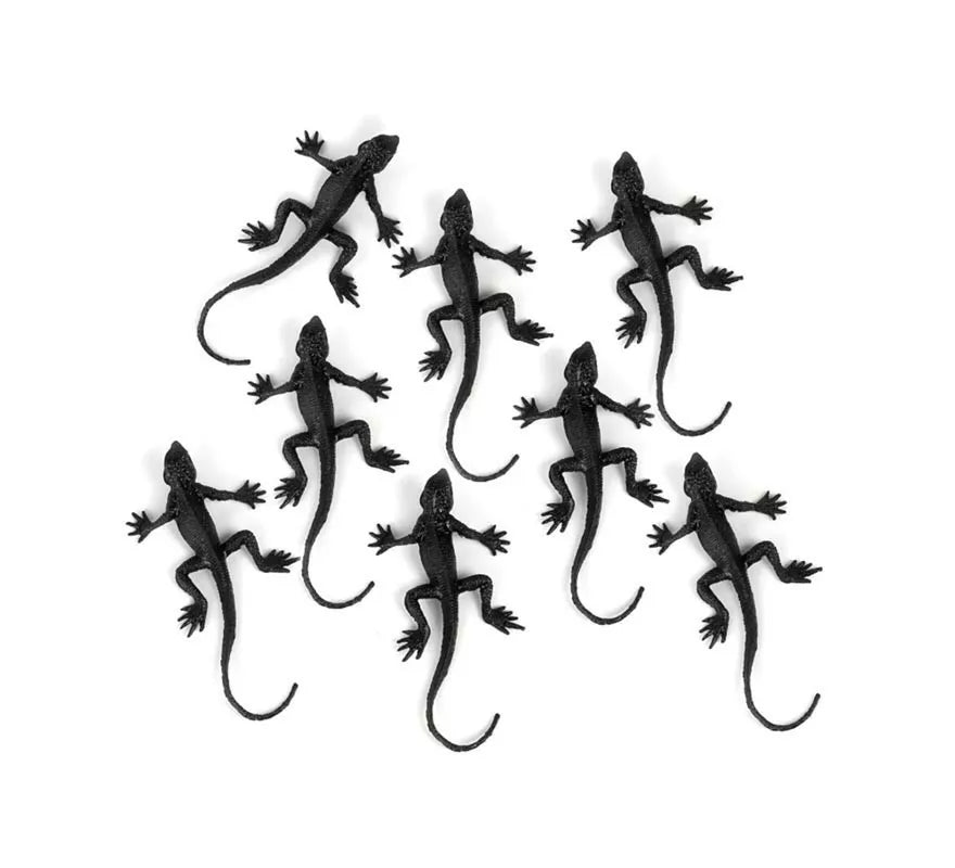 Pack de 8 Lagartos negros decorativos