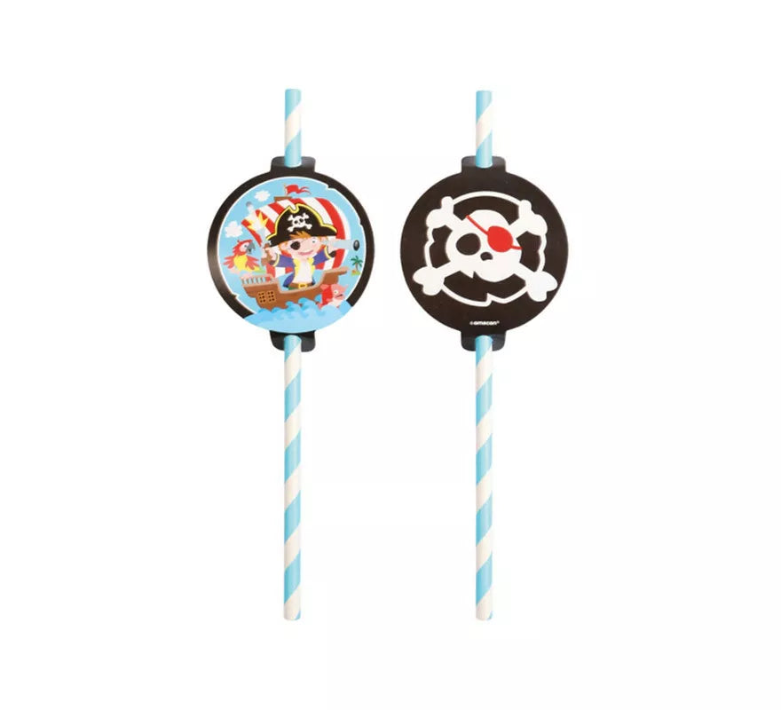 Translation missing: es.Pack de 8 Pajitas de Piratas de Cartón 19,7 cm
