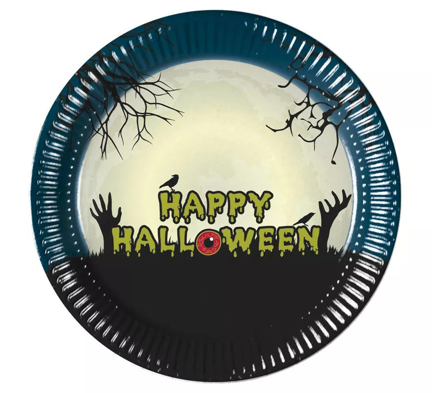Translation missing: es.Pack de 8 Platos de Papel Happy Halloween de 23cm