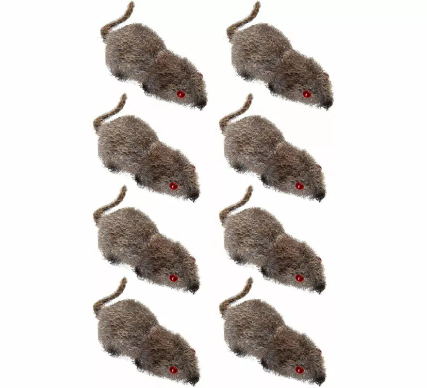 Pack de 8 Ratones grises de 5 cm