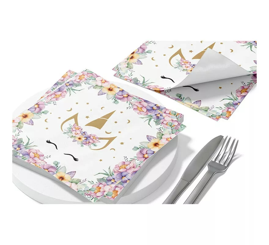 Translation missing: es.Pack de 8 Servilletas de Unicornio de 33x33 cm