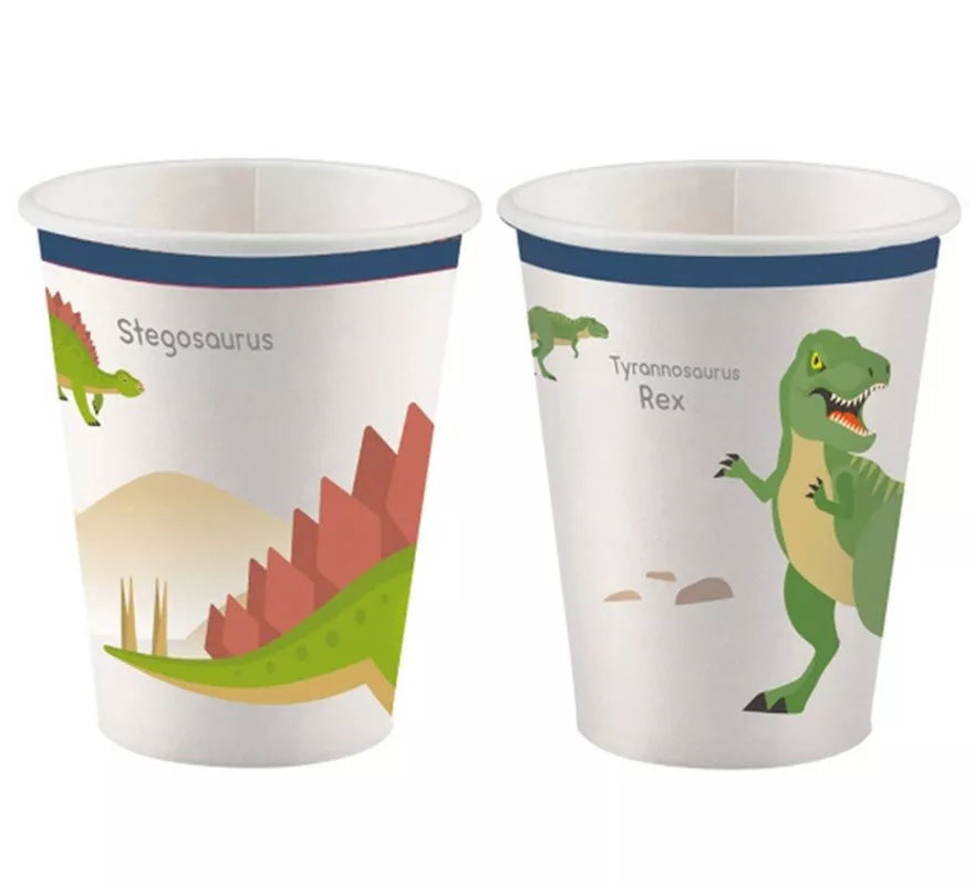 Translation missing: es.Pack de 8 Vasos de Dinosaurios de Cartón de 250 ml