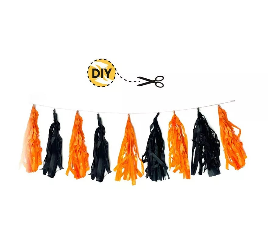 Translation missing: es.Pack de 9 Pompones naranja y negro DIY de 9 m