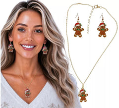 Pack de Pendientes y Collar de Muñeco de Jengibre