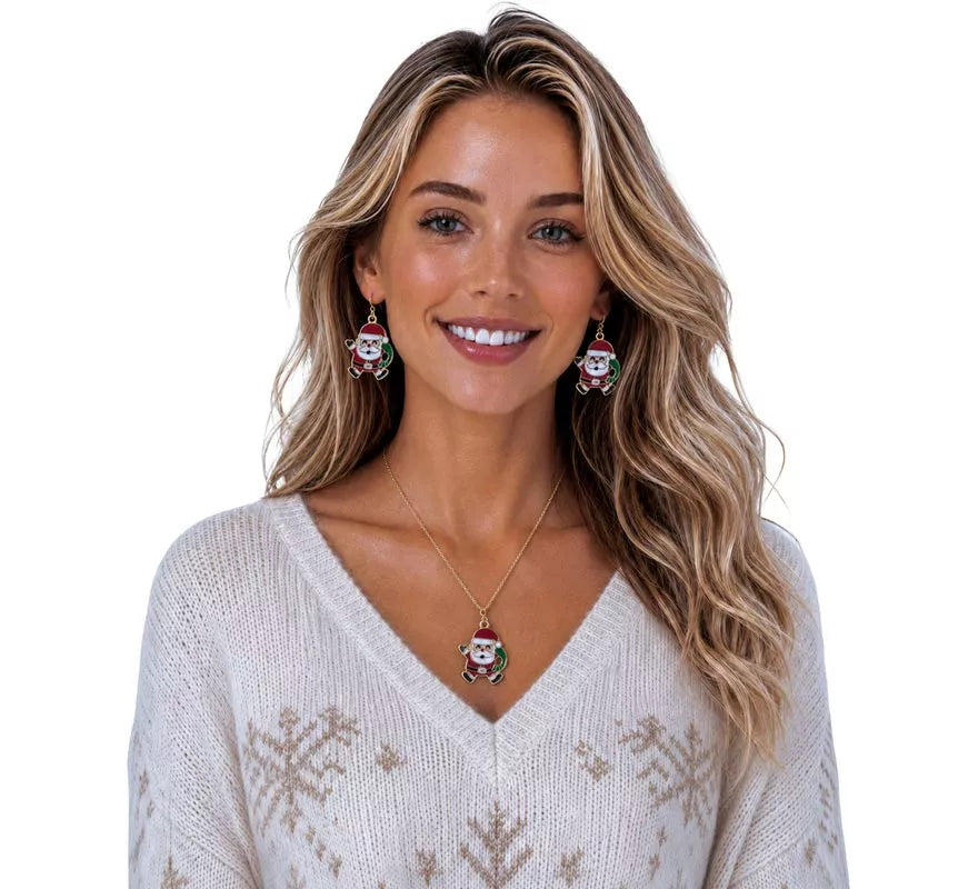 Pack de Pendientes y Collar de Papá Noel