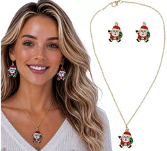 Pack de Pendientes y Collar de Papá Noel