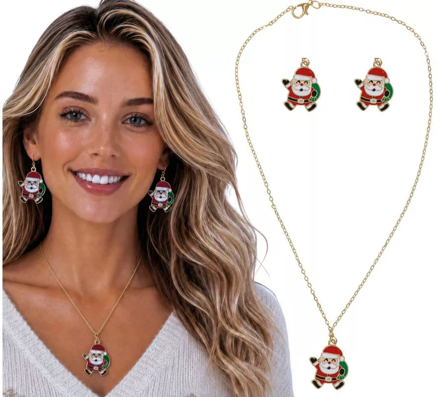 Pack de Pendientes y Collar de Papá Noel